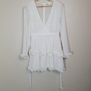 Saints and secrets dress ruffle white Sze 12 tiered textured Long sleeve
